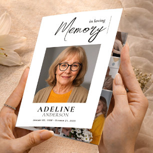 Convite Com Dobra Tripla No Adorável Funeral de Triplicação de Fotos Obituá