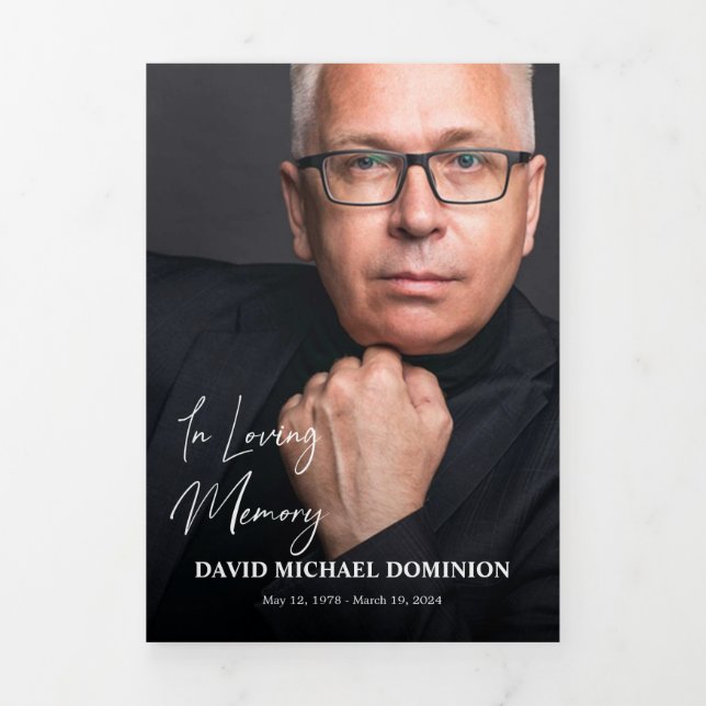 Convite Com Dobra Tripla No Loving Memory Cheio Photo Memorial Program (Cobrir)