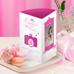 Convite Com Dobra Tripla Número de Tabela do Partido Quinceanera Rosa Códig