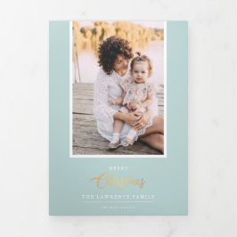 Convite Com Dobra Tripla O Natal é Dourado | Galeria de Fotografias Múltipl