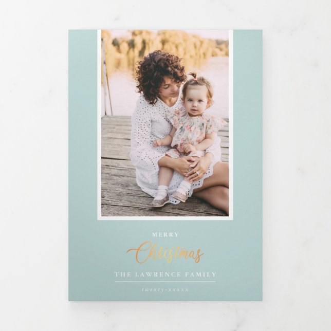 Convite Com Dobra Tripla O Natal é Dourado | Galeria de Fotografias Múltipl (Cobrir)