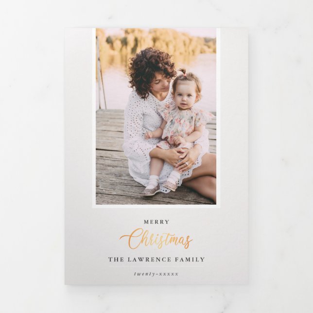 Convite Com Dobra Tripla O Natal é Dourado | Galeria multifotografia marfim (Cobrir)