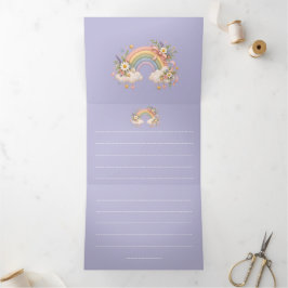 Convite Com Dobra Tripla Papelaria Arco-íris Pastel