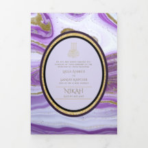 Pg NIKAH WALIMA Purple Dourado Marble Agate Glitte