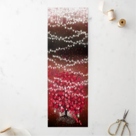 Convite Com Dobra Tripla Pink Vermelho Elegante sobre Casamento com Folha d