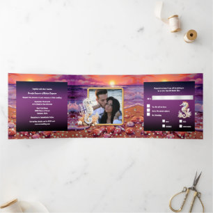 Convite Com Dobra Tripla praia do nascer do sol das ilhas tropicais