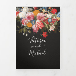 Convite Com Dobra Tripla Rembrandt Floral Dark & Moody Wedding Kessel