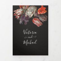 Rembrandt Floral Dark & Moody Wedding Tri-Fold Inv