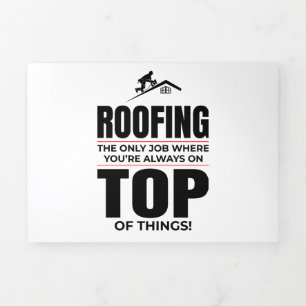 Convite Com Dobra Tripla Roofer Humor - Trabalho Sempre no Telhado Superior
