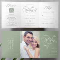 Sage Green Elegant Charm Script Wedding