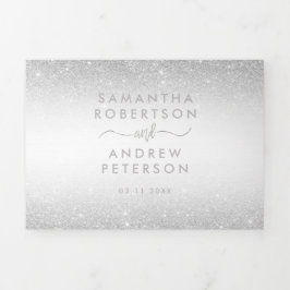 Convite Com Dobra Tripla Tipografia fotográfica ombre White com brilho de p