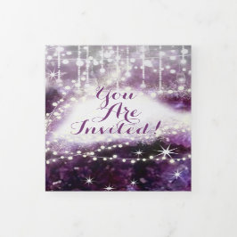 Convite Com Dobra Tripla Três Casamento De Épodo De Cristal De Ametist Roxo