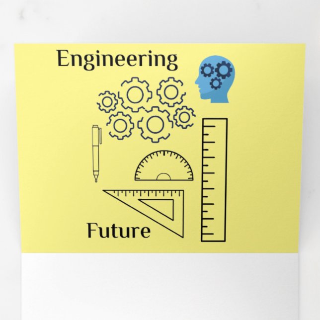 Convite Com Dobra Tripla Triplicar - Letra Fold Invitation (ENGINEERING) (Dentro primeiro)
