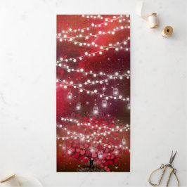 Convite Com Dobra Tripla Tudo Em Um Casamento De Folha De Coração Vermelha 