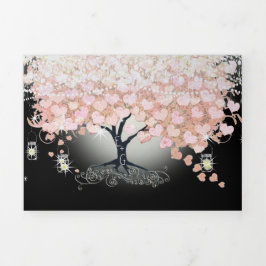 Convite Com Dobra Tripla Tudo Em Um Trifol De Casamento De Folha De Coração