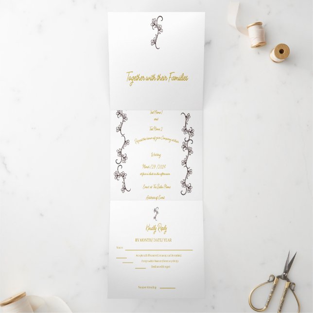 Convite Com Dobra Tripla verde simples (Dentro)