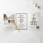 Convite Com Dobra Tripla Vintage Hand Drawn Photo Wedding<br><div class="desc">Vintage Desenhou Foto Convite Tripla De Casamento</div>
