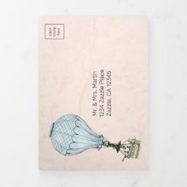 Convite Com Dobra Tripla Vintage Hot Air Balloon All in One Wedding