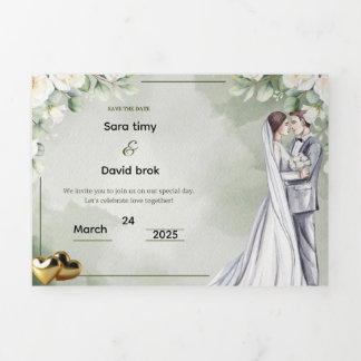 Convite Com Dobra Tripla Wedding invitation