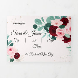 Convite Com Dobra Tripla Wedding Invitation