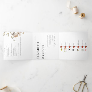 Convite Com Dobra Tripla Wildflower Wedding