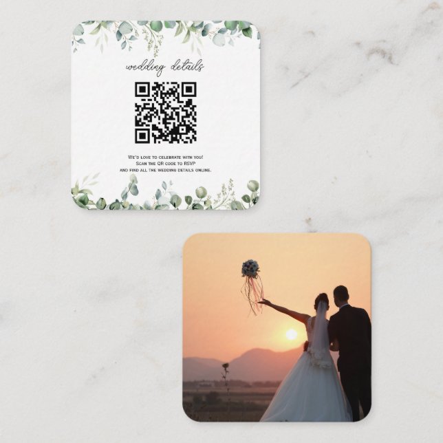 Convite com Enclosure de RSVP Código QR Foto e Ver (Frente/Verso)