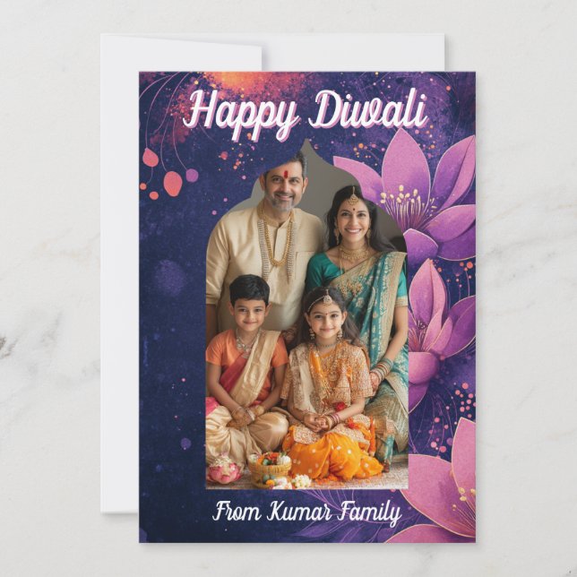 Convite Com Foto e texto personalizado Brilho e lótus, car (Frente)