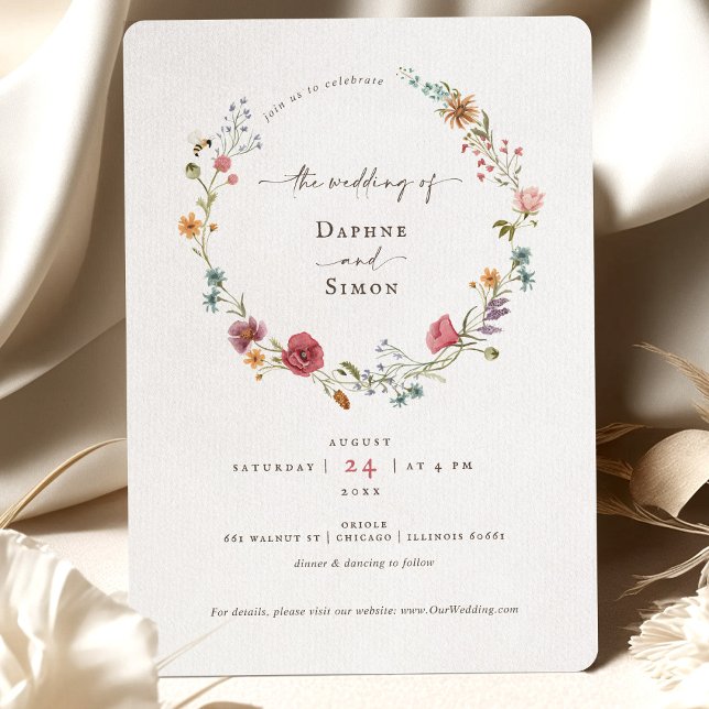 Convite com Letra de Aquarela de Flores Silvestres (Criador carregado)