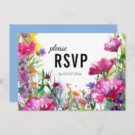 Convite 😍 com menu de casamento Meadow Blooms RSVP