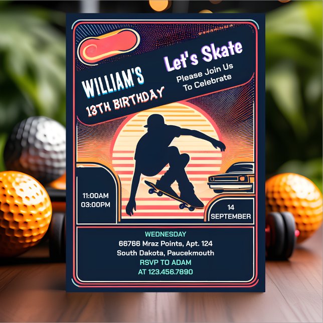 Convite Com o 13 de Skateboard da Zona de Salto de Patinet (Criador carregado)