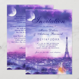 Convite Com o poema Amour Éternel à la Parisienne