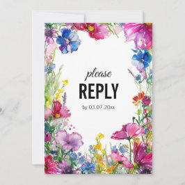 Convite 💍 com pedido de música Meadow Blooms RSVP