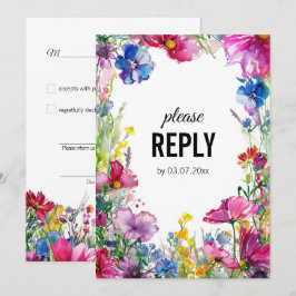 Convite 💍 com pedido de música Meadow Blooms RSVP