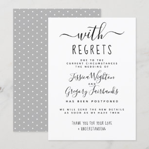 Convite Com Pesar Casamento Black & White Adiado