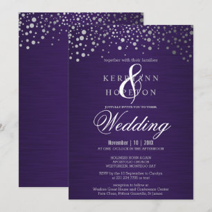 Convite com Pontos de Confete Roxo e Prata