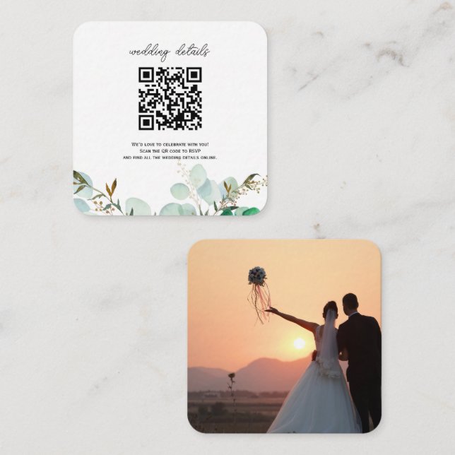 Convite com QR Code de Verde Foto RSVP (Frente/Verso)