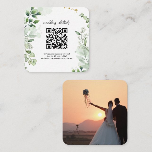 Convite com QR Code de Verde para RSVP com Foto (Frente/Verso)