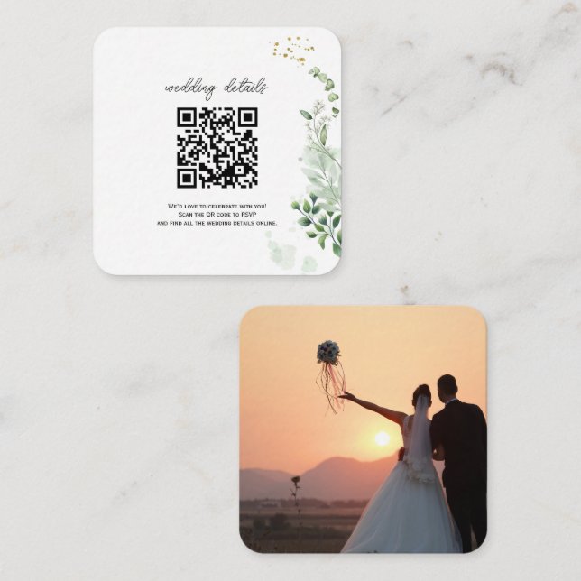 Convite com QR Code de Verde para RSVP com Foto (Frente/Verso)