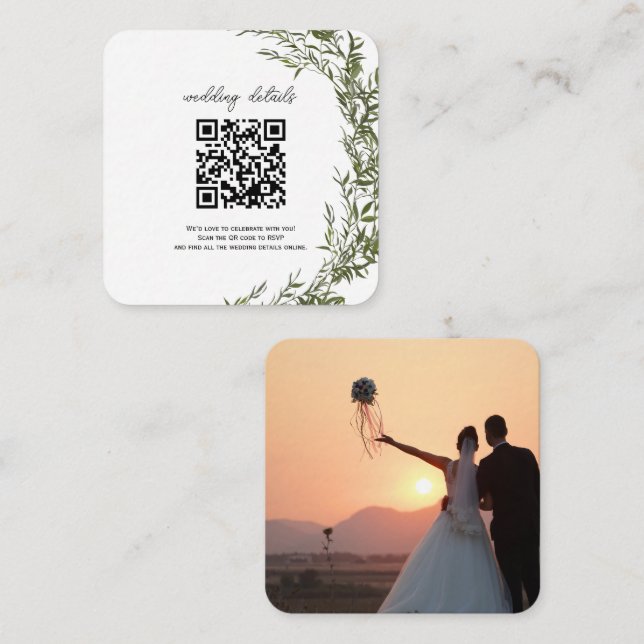Convite com QR Code de Verde para RSVP com Foto (Frente/Verso)