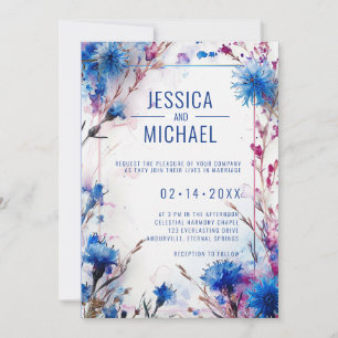 Convite 💍 com QR Cornflower e casamento da Lavanda Bliss