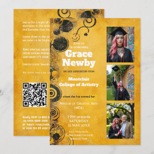 Convite 🎓Com QR Floreio Artístico de Graduação