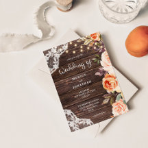 Convite com Renda de Madeira Bege e Floral de Pêss
