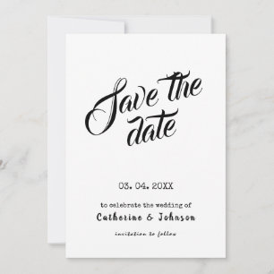 Convite com texto de calligraphy Minimal SAVE THE 
