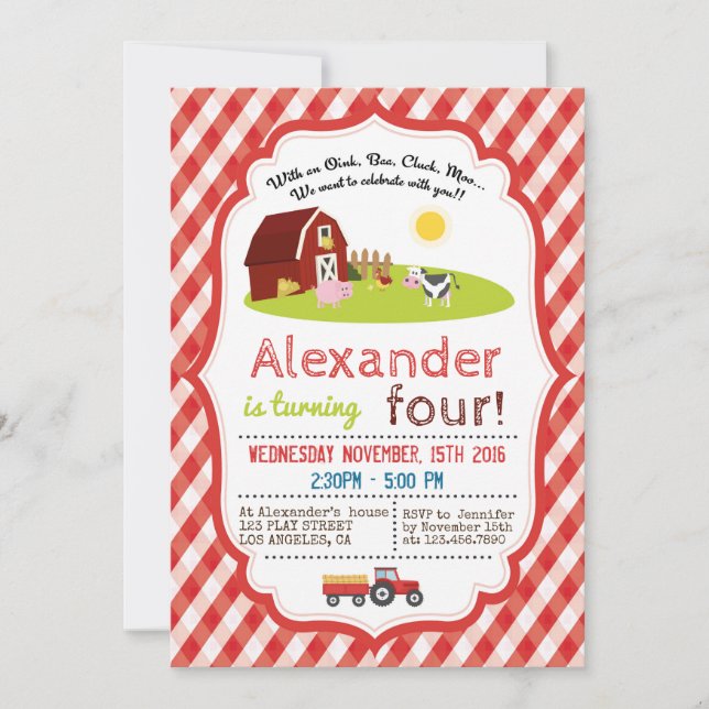 CONVITE COM UMA FESTA DE ANIVERSÁRIO DE TINTA, BAA, CLUCK, (Frente)