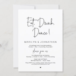 Convite Coma, Beba, Dança, Festa de Janto de Elopemento de