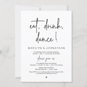 Convite Coma, Beba, Dança, Festa de Janto de Elopemento de