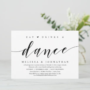 Convite Coma, Beba e Dance, Festa de Casamento Íntimo
