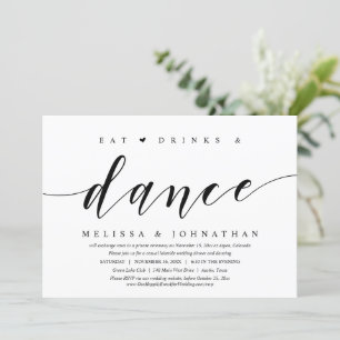 Convite Coma, Beba e Dance, Festa de Casamento Íntimo