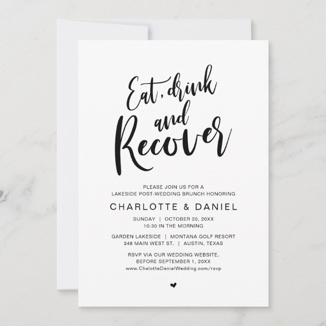 Convite Coma, beba e recupere, a manhã após o Brunch (Frente)