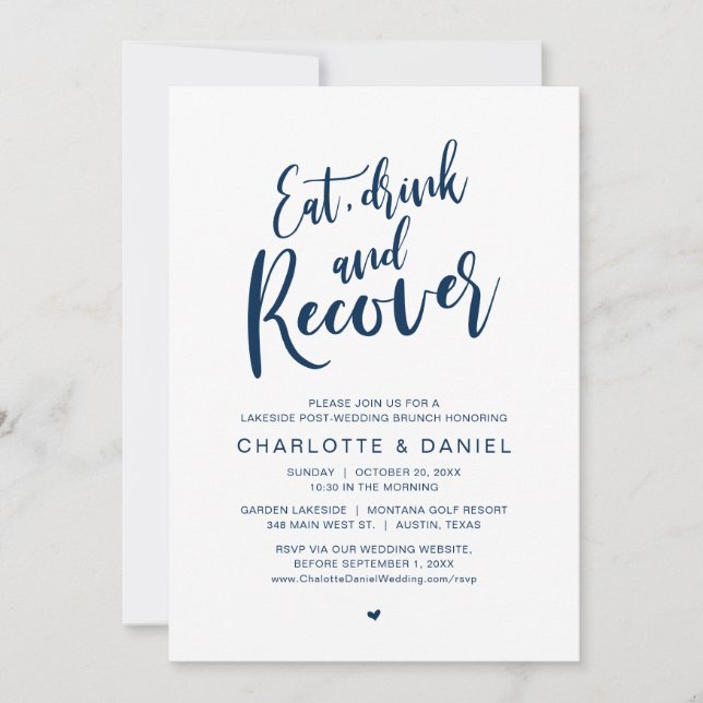 Convite Coma, beba e recupere, a manhã após o Brunch (Frente)